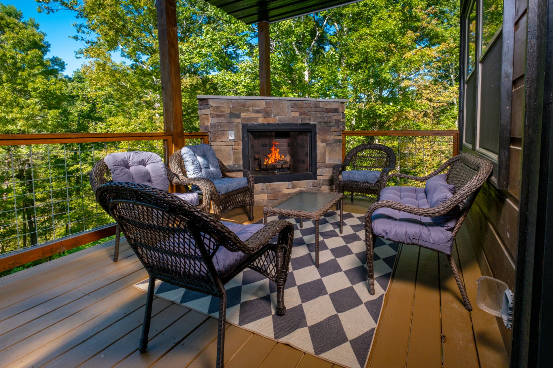 Covered deck overlooking the woods